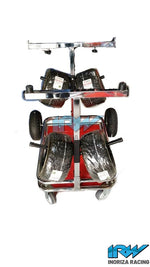 CARRO PORTA KARTING CROMADO CON SOPORTE